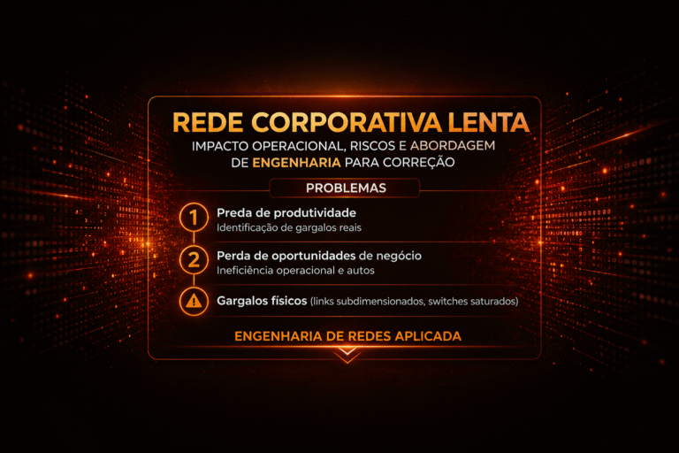 Rede corporativa lenta: impacto operacional, riscos e abordagem de engenharia para correção
